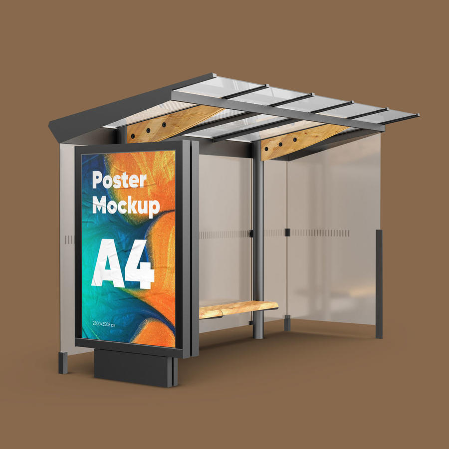 美术艺术展览馆候车亭公交站海报展示样机