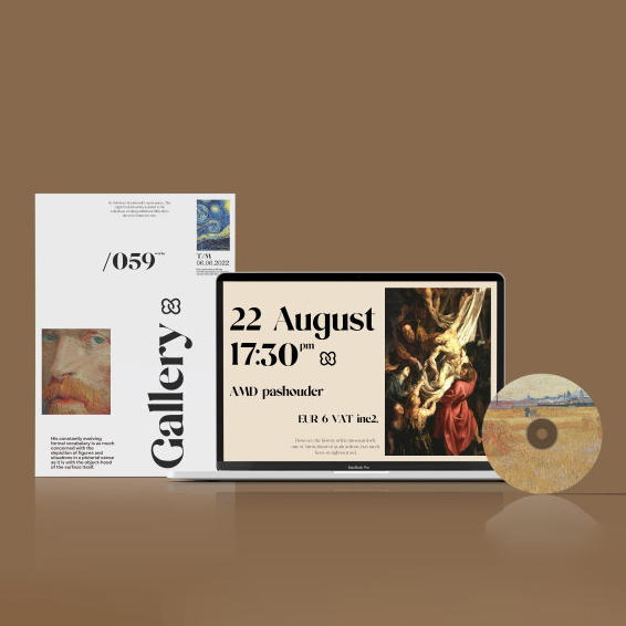 美术艺术展览馆DM单宣传单海报光盘封面笔记本电脑界面样机