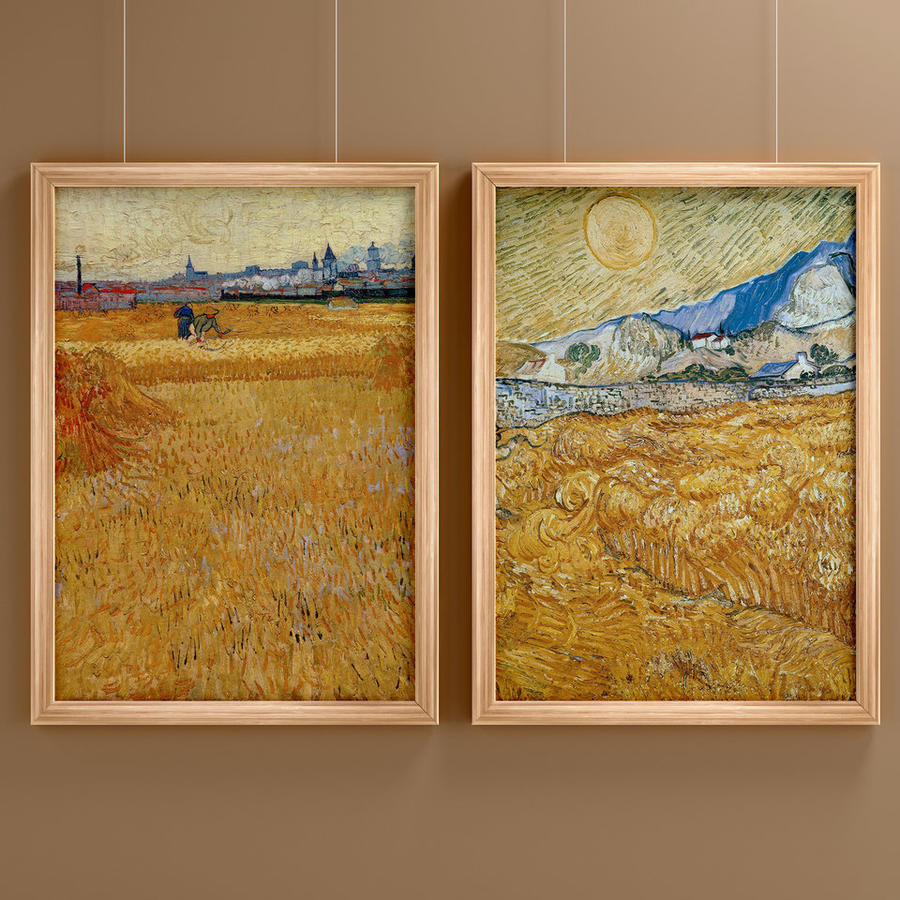 美术艺术展览馆木纹相框海报样机