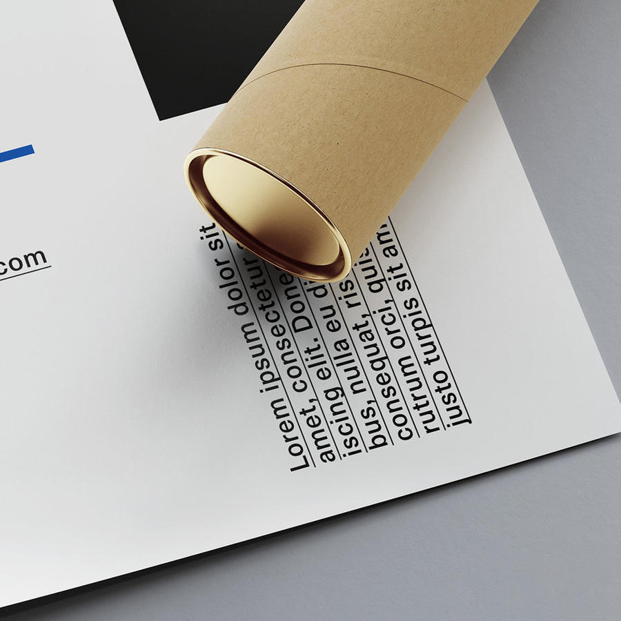 宣传单页和纸筒纸管贴图样机特写图