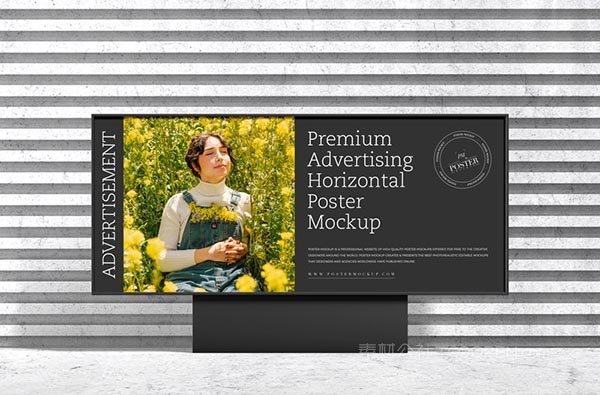 广告牌水平海报样机