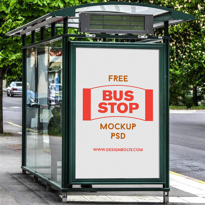 户外街道公交亭广告展示样机