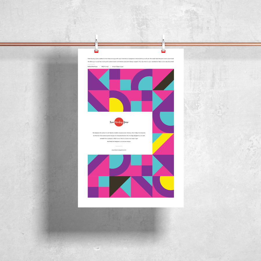 夹子悬挂现代海报样机