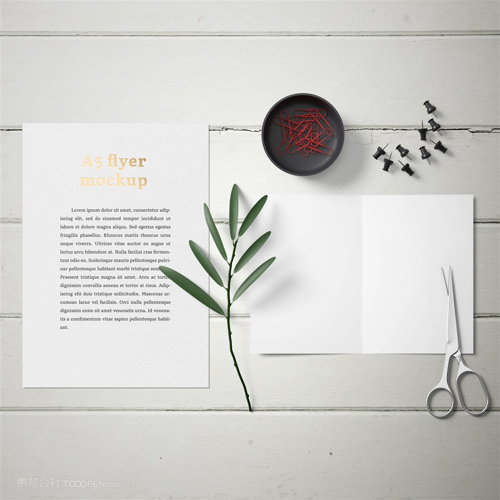 木板上的宣传单贴图样机