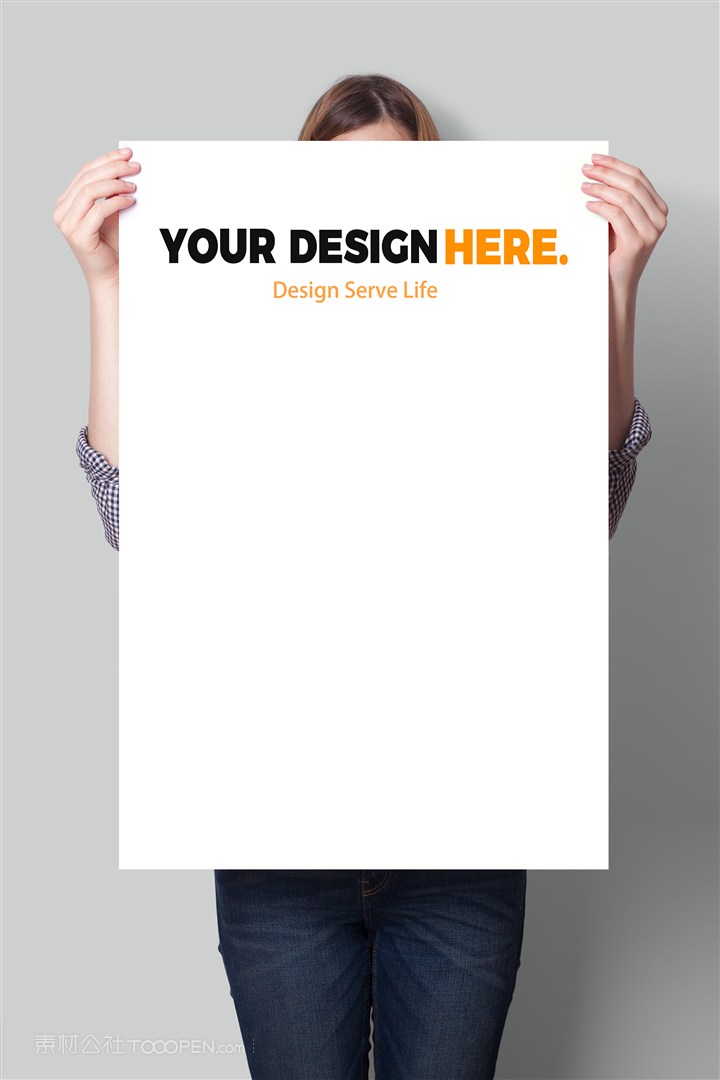 灰色手拿海报样机