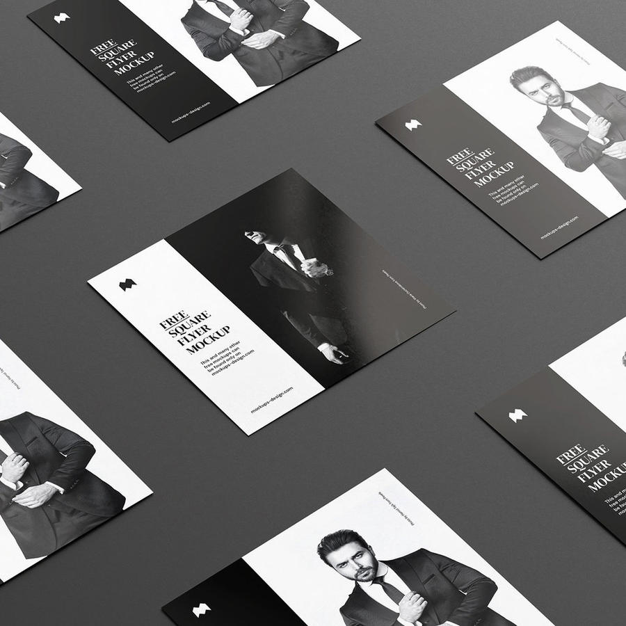 高档黑色背景宣传单贴图样机服装海报贴图样机45度视角