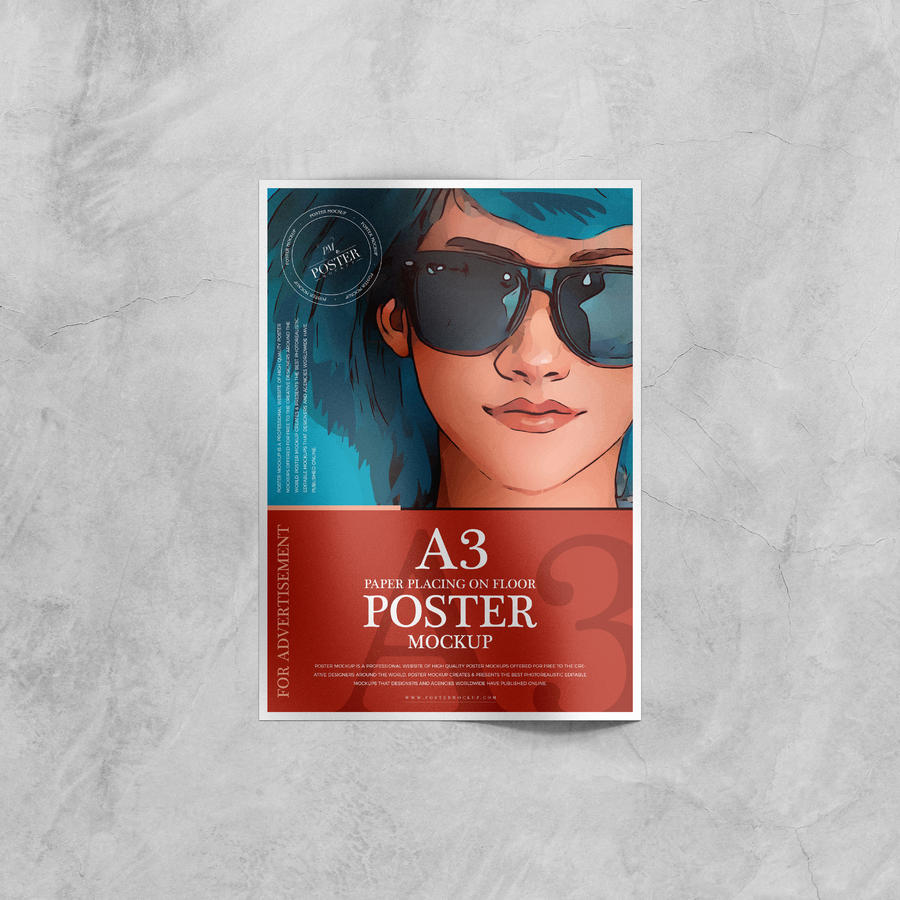 地板上的海报样机