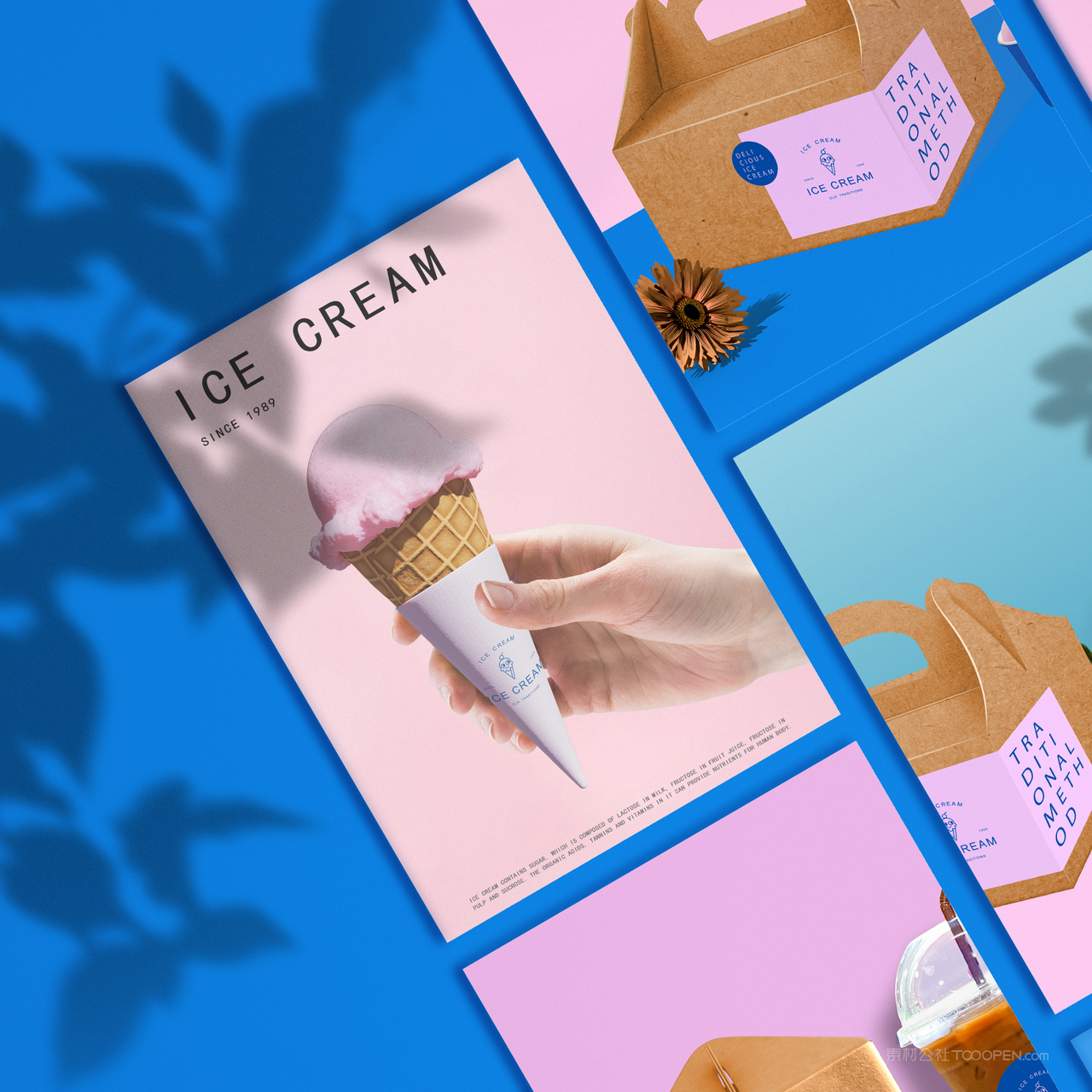 冰淇淋品牌VI宣传单贴图样机