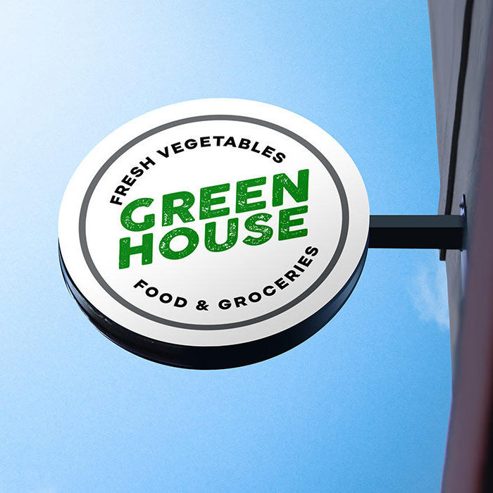 户外圆形店招广告灯箱样机模型