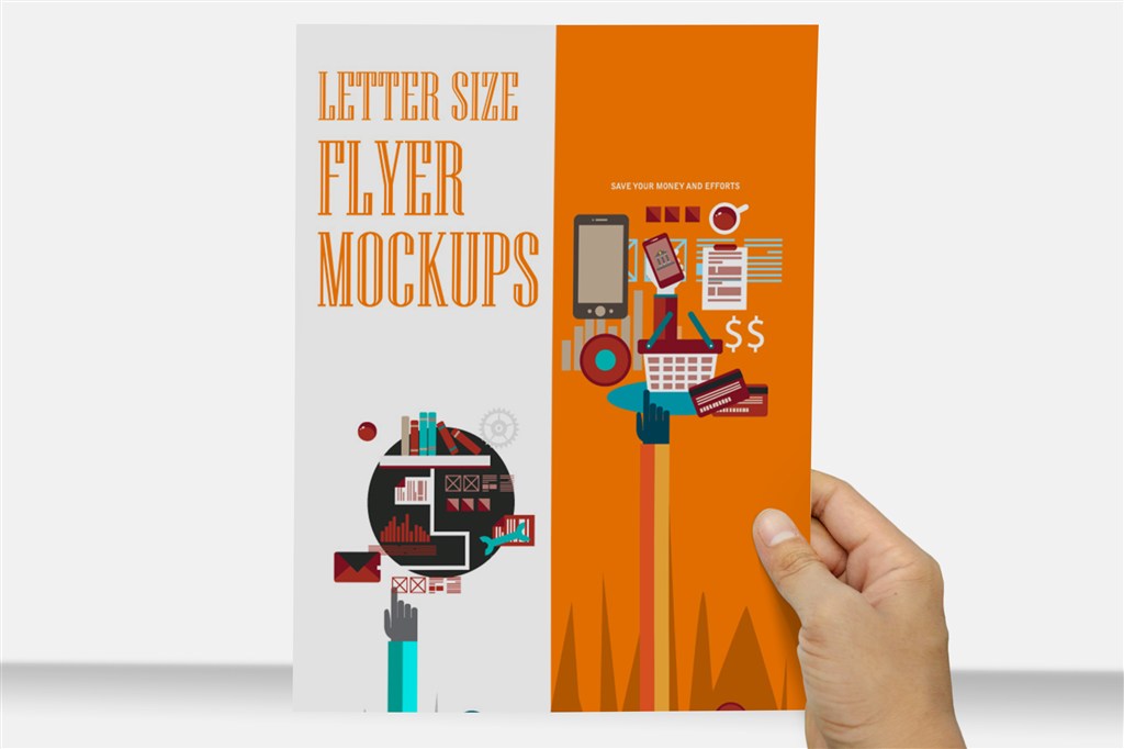 手拿宣传单DM单样机