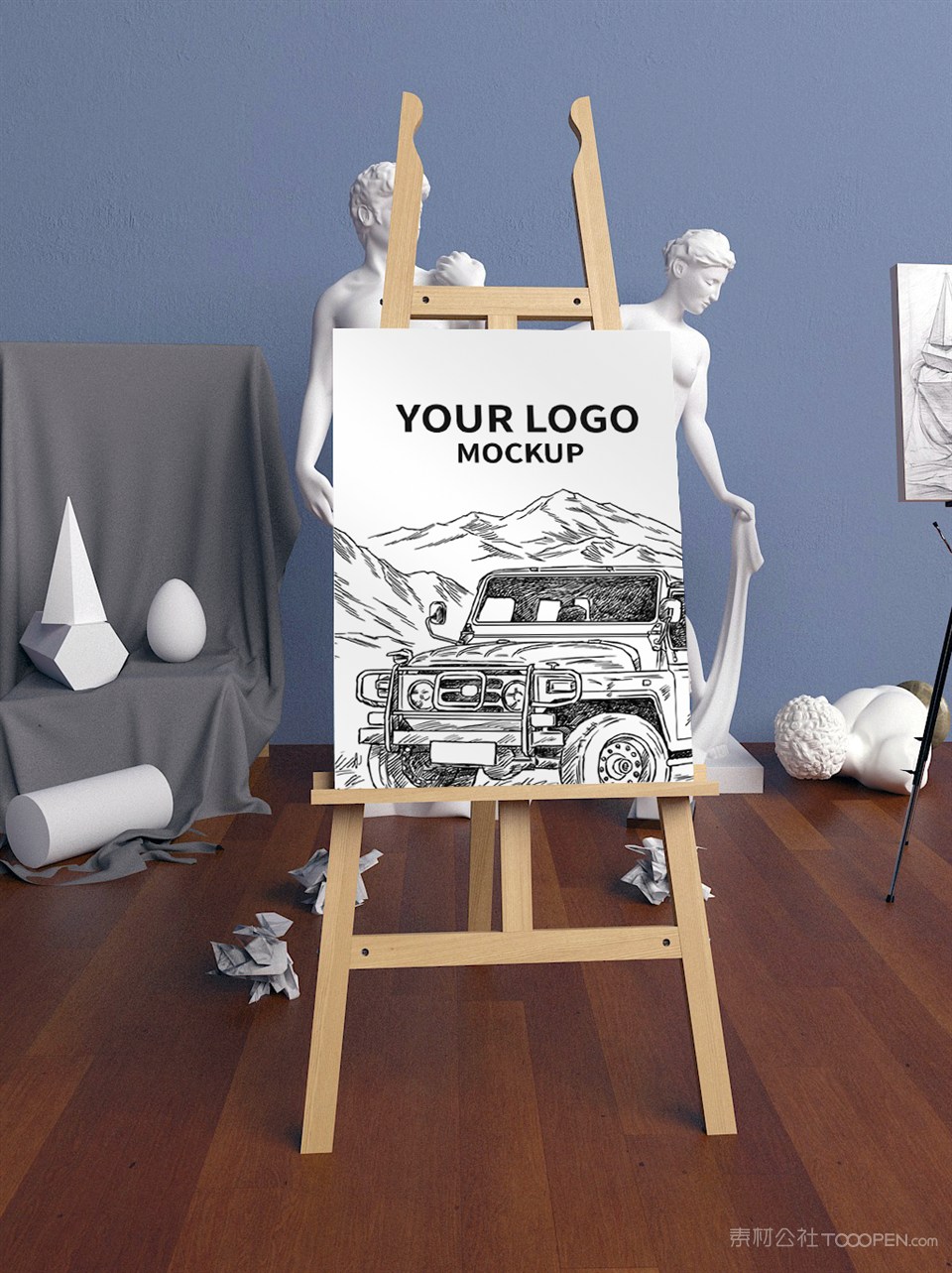 画室场景海报样机