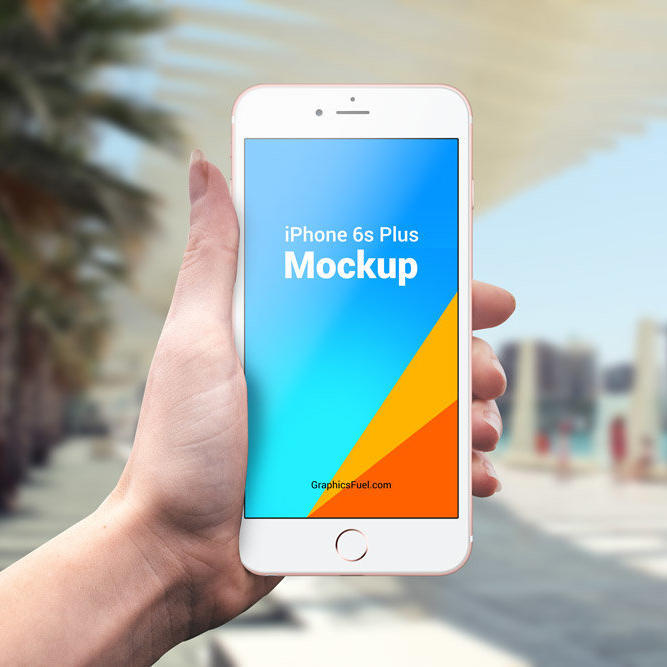 手拿手机海报UI设计展示样机模型