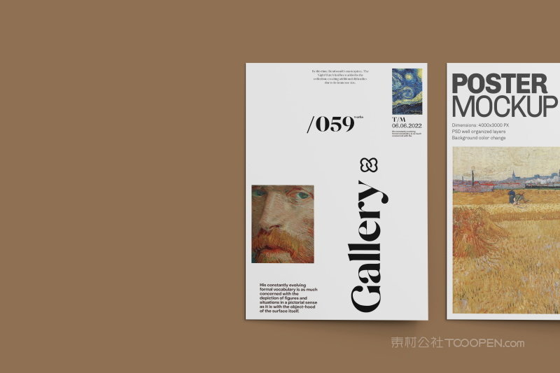 美术艺术展览馆DM单宣传单海报折页样机