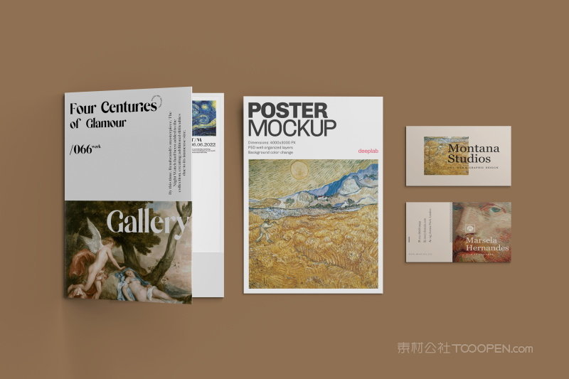 美术艺术展览馆DM单宣传单海报折页封套信封样机