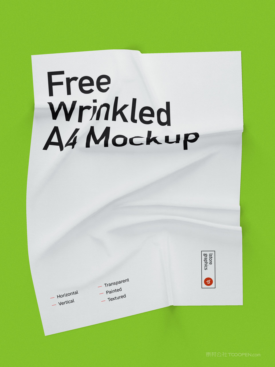 绿色复古潮流折痕皱纸样机