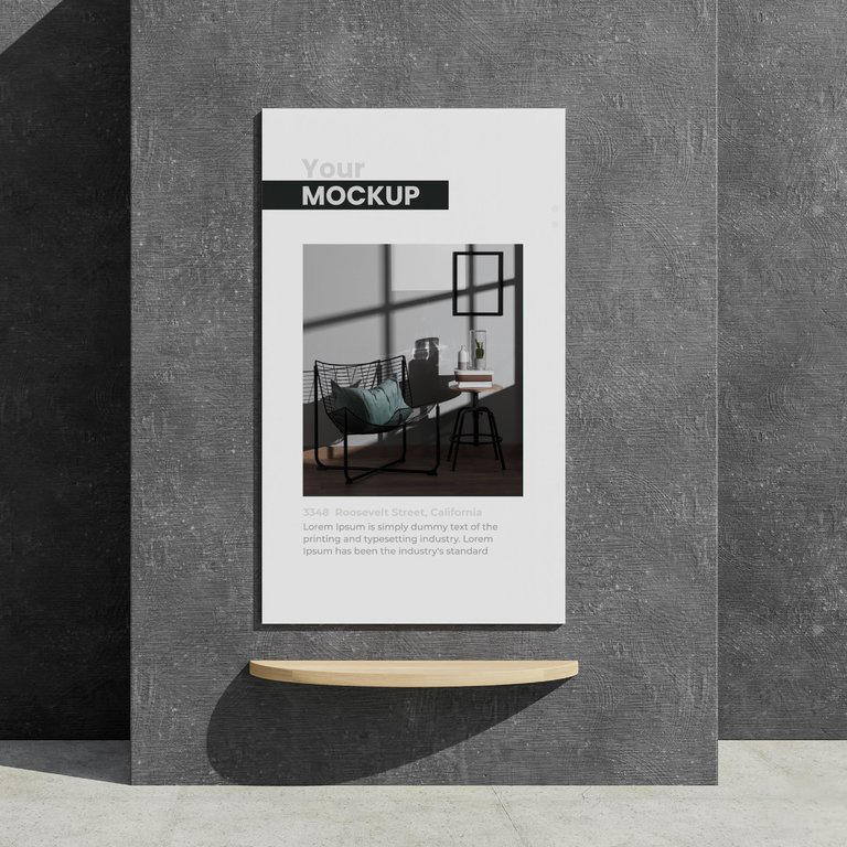 简约黑色背景墙展厅海报样机